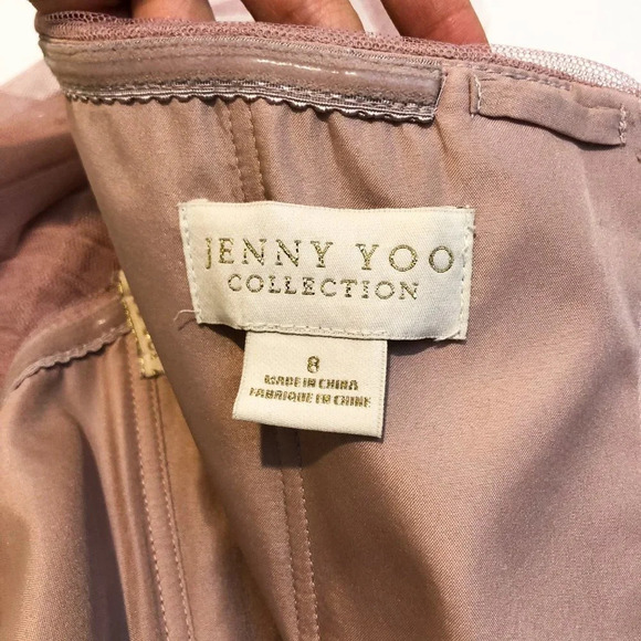 Jenny Yoo Collection Chiffon One Shoulder Adjustable Tie Back Bridesmaid Dress 8 - Picture 11 of 13